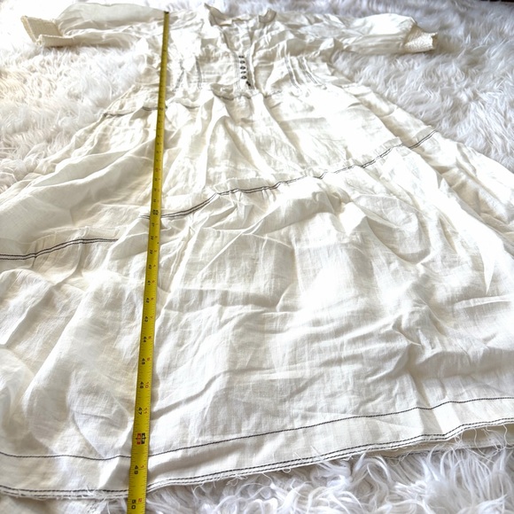 Anthropologie Ivory V-Neck Corset Midi Shirt Dress Size Small - Picture 10 of 14